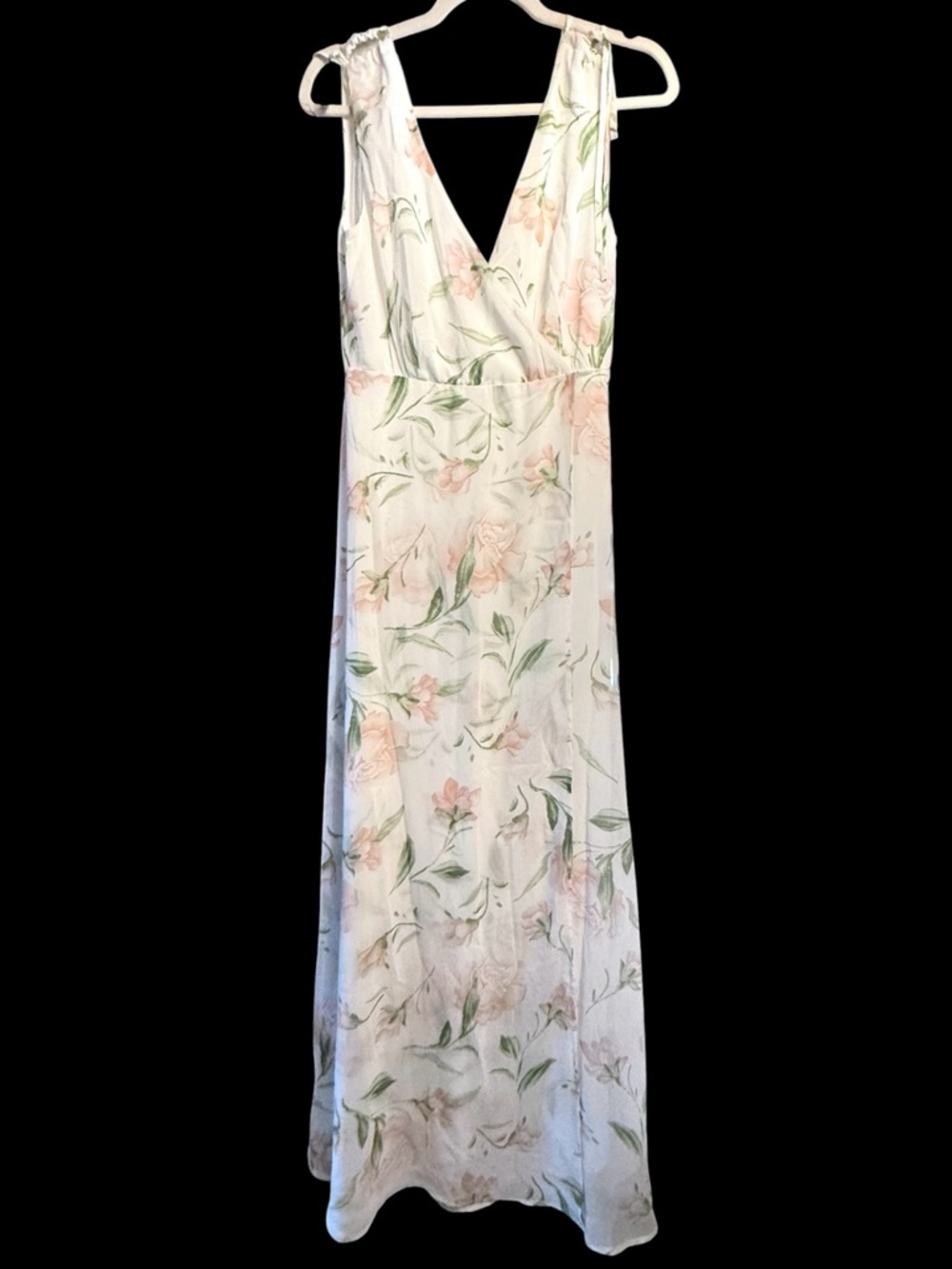 Lulus Romantic Possibilities Flowy White Floral Print Maxi Dress Blush Pink NWT - Picture 10 of 11